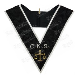 Masonic collar – Scottish Rite (ASSR) – 30th degree – CKS – Premier Grand Juge – Machine embroidery