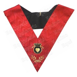 Masonic collar – Scottish Rite (AASR) – 18th degree – Chevalier Elémosinaire – Machine embroidery avec feu