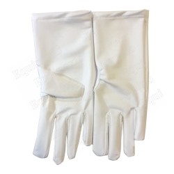 White lycra Masonic gloves – Size L