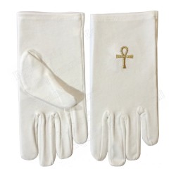 Masonic embroidered cotton gloves – Ankh cross – Size XL