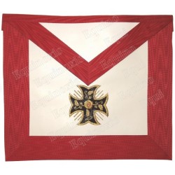Leather Masonic apron – Scottish Rite (AASR) – 18th degree – Knight Rose-Croix – Patted Templar cross – Patted cross – Machine e