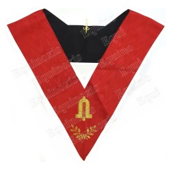 Masonic collar – Scottish Rite (AASR) – 18th degree – Deuxième Grand Gardien – Machine embroidery avec feu