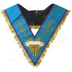 Masonic collar – Memphis-Misraim – Worshipful Master – Acacia 108 leaves + Name of the Lodge + fringe – Hand embroidery