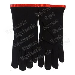 Cotton Masonic gloves – Black avec liseré rouge – Size XL