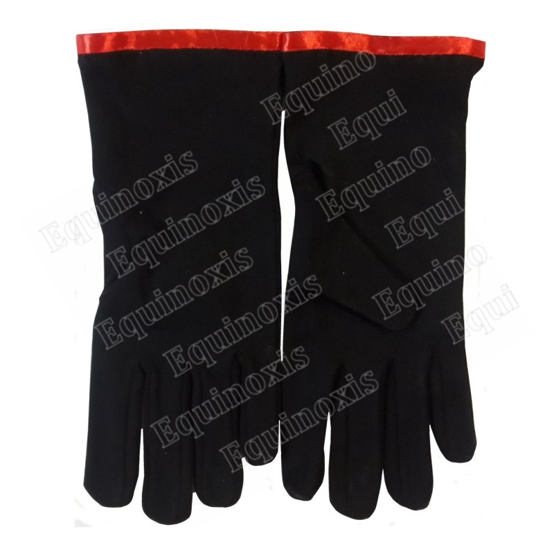 Gants maçonniques coton – Noir avec liseré rouge – Taille S