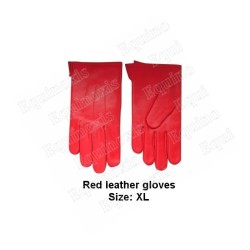 Masonic leather gloves – Red – Size 8