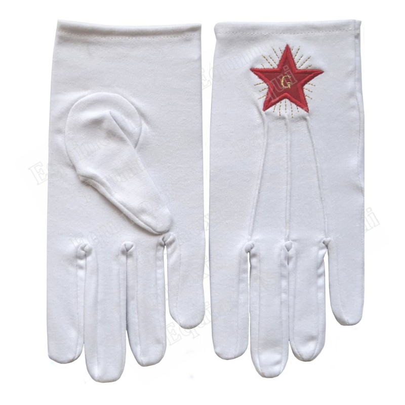 Masonic embroidered cotton gloves – Grand French Chapter (GCF) – Size S