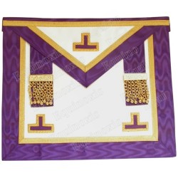 Fake-leather Masonic apron – Memphis-Misraim – Worshipful Master – 3 taus + tassles – Purple
