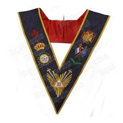 Masonic collar – Scottish Rite (AASR) – 32nd degree – Hand embroidery