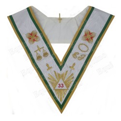 Masonic collar – Rite de Cerneau – 33rd degree – Grande Gloire + épées + EJ – Machine embroidery