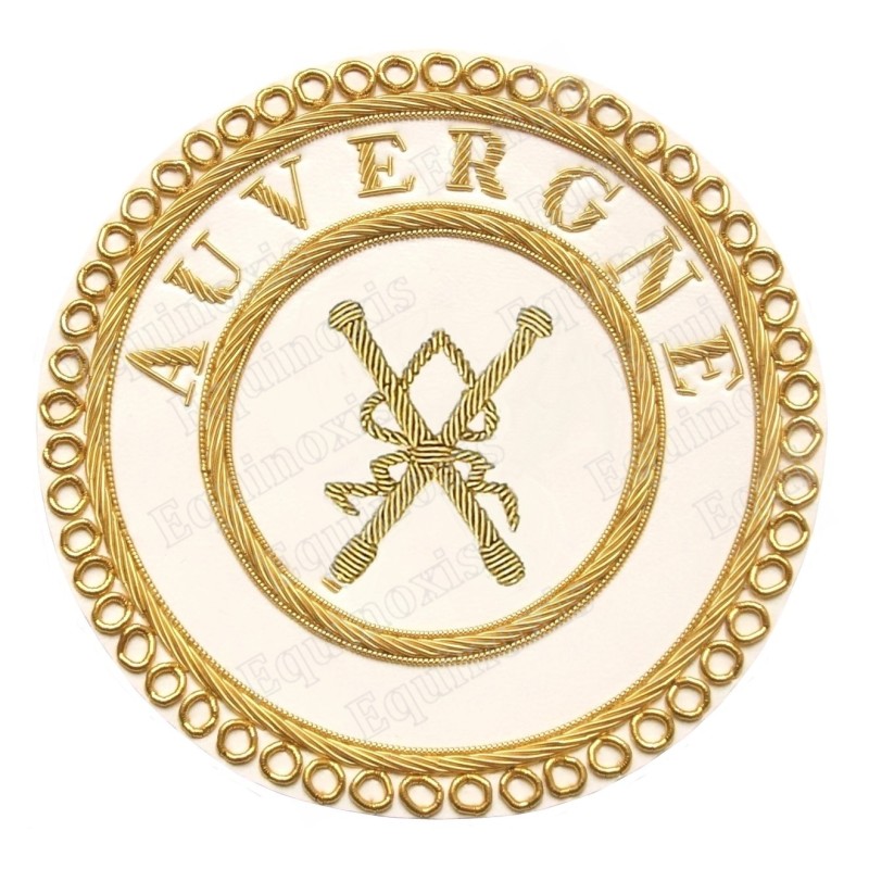 Badge / Macaron GLNF – Grande tenue provinciale – Passé Grand Directeur des Cérémonies – Auvergne – Brodé main