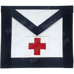 Fake-leather Masonic apron – Scottish Rite (AASR) – 11th degree – Red cross – Machine embroidery