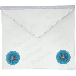 Leather Masonic apron – Rite Emulation – Compagnon – Cocardes bleues