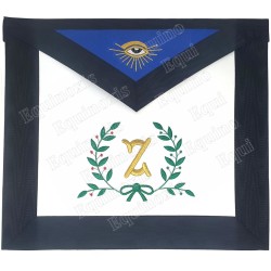 Fake-leather Masonic apron – Scottish Rite (AASR) – 4ème degré – Feuilles de laurier et d'olivier – Machine embroidery