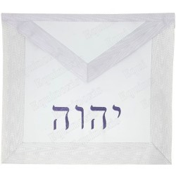 Fake-leather Masonic apron – Scottish Rite (AASR) – 28ème degré – Tetragramme – Machine embroidery