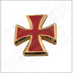 Templar lapel pin – Inward-patted Templar cross w/ red enamel 