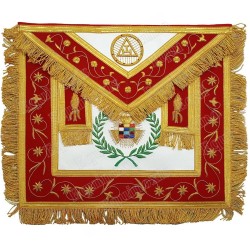 Leather Masonic apron –  Arche Royale York – Passé Grand Prêtre – Richement brodé avec franges