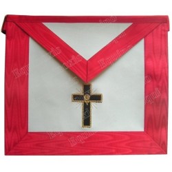 Tablier maçonnique en faux cuir – Scottish Rite (ASSR) – 18ème degré – Croix latine avec croix latine rouge au dos – Brodé machi