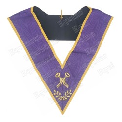 Masonic collar –Memphis-Misraim violet avec galon doré – Trésorier – Brodé machine